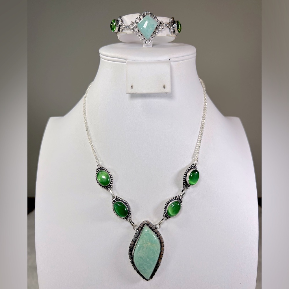 Amazonite 925 Gemstone Necklace & Bracelet